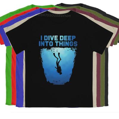 Mens I Dive Deep Into Things Scuba T-shirts Diving Cotton Tops Vintage Men T Shirts Man Camisas Tee Shirt Oversized T-Shirt