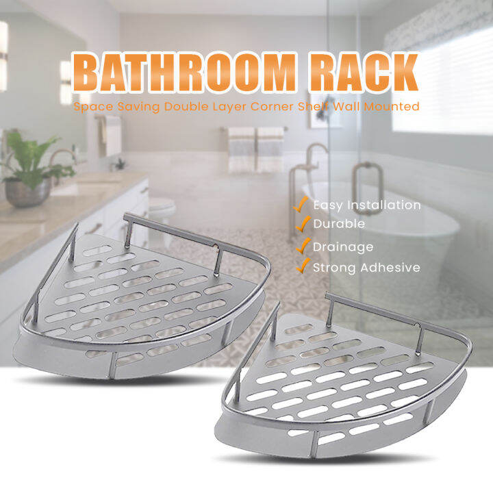 Space Saving Double Layer Corner Shelf Wall Mounted Floating Shelf for