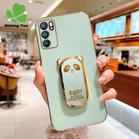 สำหรับ OPPO Reno 8 Pro / Reno8 / Reno7 Z / Reno 7 Pro / Reno7 / Reno 6 Pro / Reno6 Z / Reno6 / Reno 5 Pro / Reno5 F/Reno5ปลอกหรูหรา Gilding Soft Case พร้อมขาตั้งมาสคอตแพนด้า