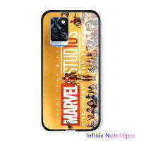 UCUC เคสโทรศัพท์เคสสำหรับ Infinix Note 10 Pro ปลอกปลอก Classic Marvel UCUC เคสโทรศัพท์เคสสำหรับชาย Studio โลโก้ First สิบปีเคสมันวาวกระจกเทมเปอร์ฝาหลังปลอก