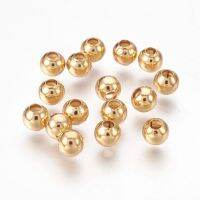 50pc 304 Stainless Steel Beads Round Real 18K Gold Plated 5x4.5mm Hole: 2mm