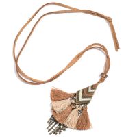 2022 Women Statement Tassel Fringe Pendant Necklace Leather Long Geometric Sweater Chain Winter Jewelry Accessories for Ladies