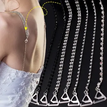 2Pcs New Silver Plated Metallic Sexy Rhinestone Bra Straps For Women  Elegant Diamante Crystal Bra Shoulder Lingerie Accessories