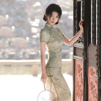 ปรับปรุง Cheongsam 2022ใหม่เด็กสาวอารมณ์สง่างามสไตล์จีนยาวย้อนยุค Camellia ฤดูร้อนวินเทจยาว Qipao ชุด