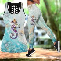 Seahorse Lover Hollow Tank Top And Legging 3D All Over Print Sleeveless Shirt Summer Vest For Women...