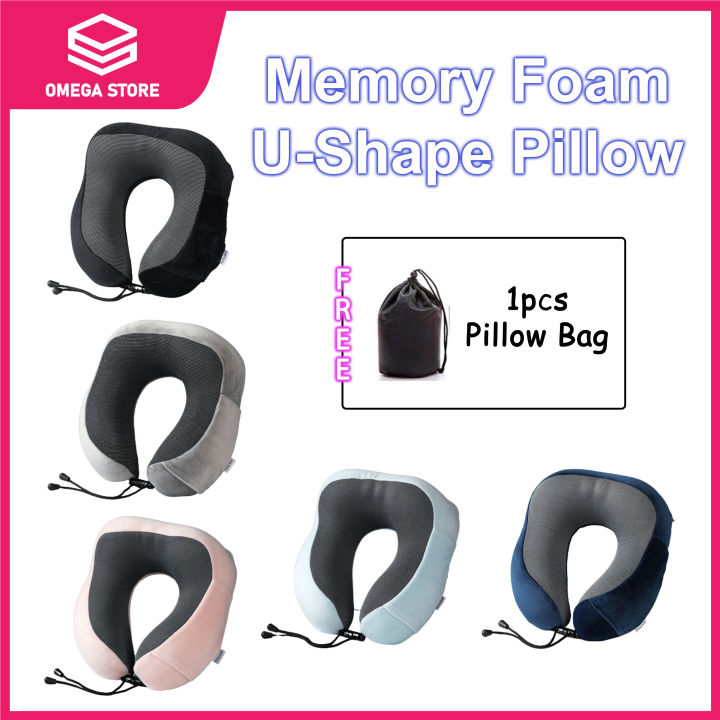 (O Mega) U Shape Memory Foam Neck Pillow with Side Pocket Travel ...