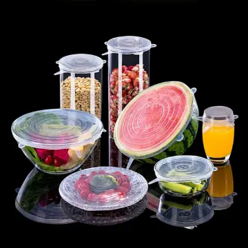 6Pcs/Set Transparent Silicone Kitchen Utensils Fresh-keeping Stretch  Universal Bowl Cover Refrigerator Microwave Oven Sealed