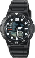 Casio Mens 3D Dial Quartz Resin Watch, Color:Black (Model: AEQ100W-1AV)