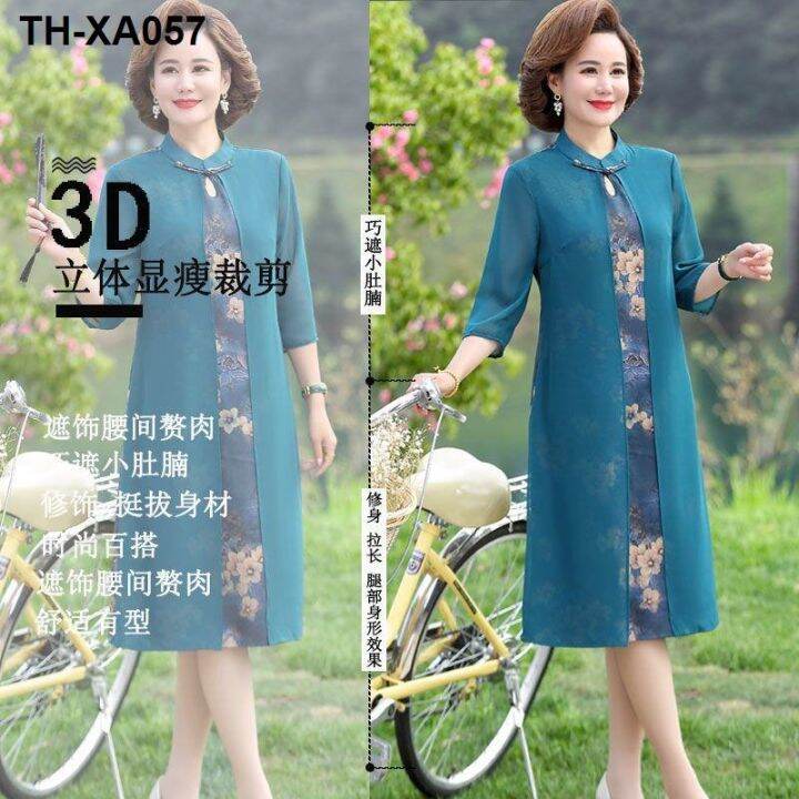 middle-aged-and-elderly-dress-new-summer-womens-high-end-chiffon-chinese-style-cheongsam