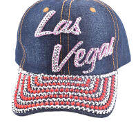 หมวกเบสบอล Bling หลากสีสำหรับผู้หญิง Denim Rhinestone Studded Cap พร้อมข้อความ