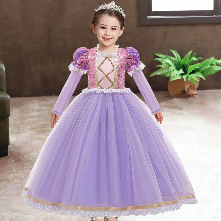 Dress Frozen Girls Princess Dress Snow Queen Ball Gown Kids Halloween ...