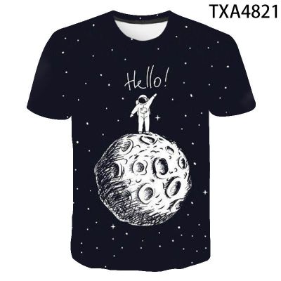 New summer 3D digital printed Wandering Lunar Astronaut printed short-sleeved mens T-shirt with round neck