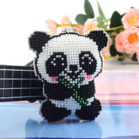 Panda Pendant Beading Cross Stitch Cartoon Printing Cute Universal Key Ring Access Control Card Mobile Phone Case Bag trendy