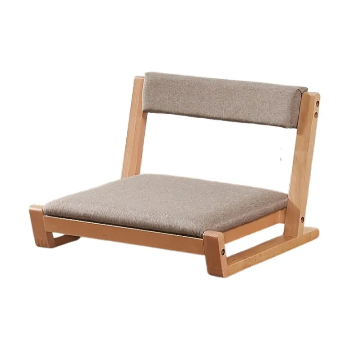 Wood Tatami Zaisu Legless Chair Floor, Wooden Meditation Chair With Back Support