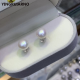 YINGRUIARNO Pearl earrings Bright natural fresh water pearl without color adjustment 9MM-10MM pearl earrings