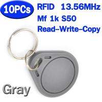 10PCs พวงกุญแจ ( Key Fob สีเทา GRAY ) UID RFID แบบความถี่สูง 13.56MHz (HF) มาตรฐาน Mif 1k S50 Writable Mif 0 zero HF ISO14443A ใช้กับเครื่อง Copy Cards ได้