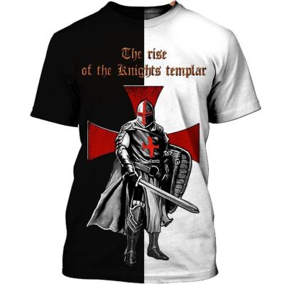 Popular Knights Templar Men T-shirts 3D Fashion Design Men Clothing Women Casual Tops Harajuku Streetwears