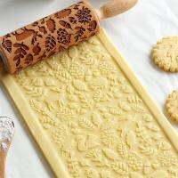 Christmas Rolling Pins Rock Snowflake Elk Wooden Rolling Embossing Baking Cookies Biscuit Fondant Cake Patterned Roller 35*5cm Bread  Cake Cookie Acce