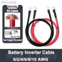 Battery Inverter Connection Cable Set with Terminals 8/6/4/2 AWG 10/16/25/35mm2 UPS Wire Stranded Red Copper Core Tin-plated Lug