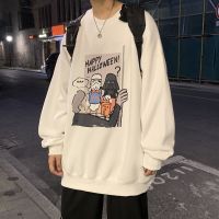 CODHaley Childe 【M-5XL】Oversize Couple Anime Cartoon Printed Sweatershirts For Men and Women Korean Style Big Size Thicken Loose Cotton Round Neck High Quality Sweater