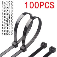 100PCS Self-Locking Plastic Nylon Cable Tie White 3mm 4mmx200mm Industrial Binding Fastening Winding Zipper Wire Tie Kit Black