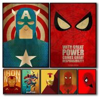 Vintage Home Art Superheroes Wall Art ตกแต่งพิมพ์โปสเตอร์-ผ้าใบคุณภาพสูงวัสดุ Kids Room Decor ภาพวาด-เหมาะสำหรับตกแต่งบ้าน,สำนักงาน,หรือของขวัญให้