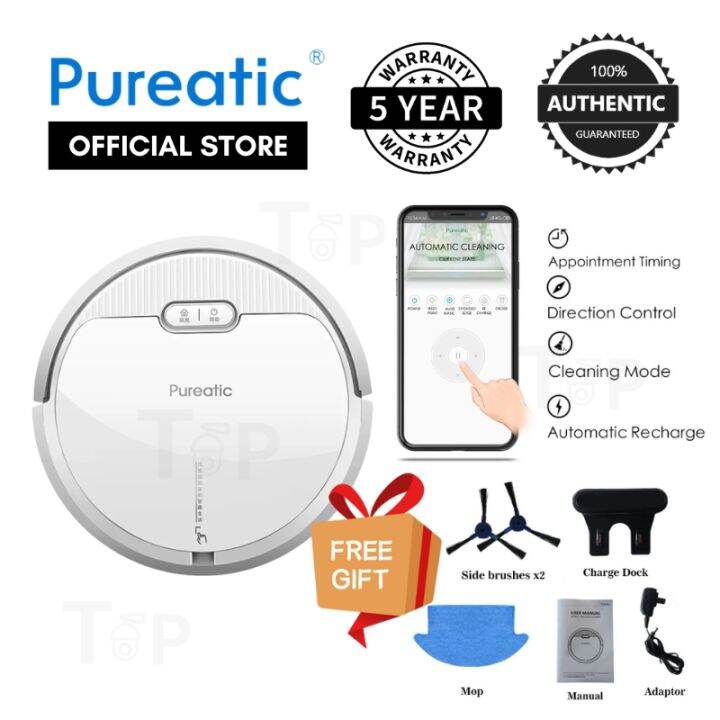Pureatic V2 Robotic Vacuum Cleaner Powerful Suction with APP Control