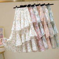 【CW】 Skirts Floral Waist Leisure A line Ladies Feminino 90s