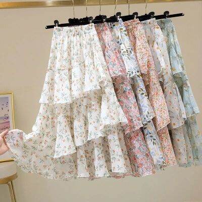 【CC】✶❍  Skirts Floral Waist Leisure A-line Ladies Feminino 90s