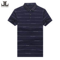 Luoke เสื้อโปโลผู้ชายแขนสั้น Turn-Down สำหรับพ่อ Ice Silk Stripe ฤดูร้อน Casual Polo #123