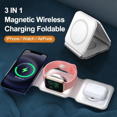 REMAX 15W Magnetic Wireless 14 Charger for Iphone 14promax 13 12 Apple Airpods Pro iWatch Portable Foldable Fast Charging Dock