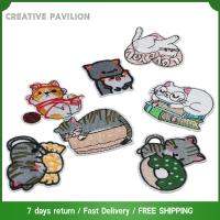 CREATIVE PAVILION โพลีเอสเตอร์ แพทช์แมว หลากสีหลายสี แพทช์เย็บปักถักร้อย แผ่นติดด้วยการรีด แพทช์สัตว์ ดีไอวาย