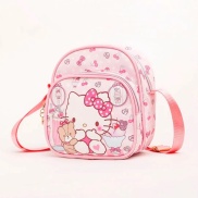 Túi da đeo chéo chống thấm nước hình Hello Kitty cho bé đi học mẫu giáo