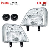 iBarod ชุด โคมไฟหน้า ไฟหน้า ข้างซ้าย+ขวา 2ชิ้น สีใส สำหรับ Isuzu D-Max Spark Cab,Hi-Lander,V-Cross ปี 2003-2006