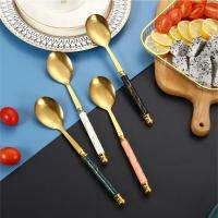 Nordic creative net red stainless steel imitation ceramic marble pattern handle spoon Serving Utensils