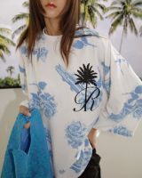 Rotsaniyom BLUE ROSE Oversized Round Neck Top