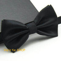 Mens Pajaritas  Fashion Bowtie Dull Jacquard Plaid Grid Bow Ties Leisure Solid Wedding Tuxedo Butterfly Black 12*6CM