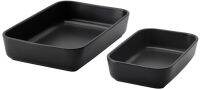 LYCKAD Oven/serving dish set of 2, dark grey (ลิคกัด จานอบ/จานเสิร์ฟ ชุด 2 ชิ้น, เทาเข้ม)