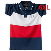 【CC】✐☾  Polo Shirt Men Big Size 6XL Short Sleeve Shirts Breathable Color Contrast Cotton 5XL