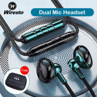 Wiresto Dual Mic Wired Earphones Panoramic Sound Headset with Microphone for Laptop Noise Cancelling Gaming Earbuds Heavy Bass In-Ear Headphone 3.5MM with Free Storage Box for Online Video Live Streaming Singer Voice Enhancer Chat Clear Sound Dubbing