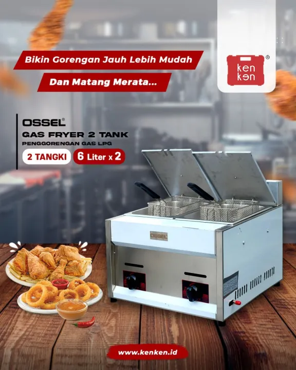 Deep Fryer Gas Butterfly Penggorengan 2 Tangki OSSEL Penggorengan