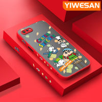 YIWESAN เคสสำหรับ Realme,เคส A1K C2S C2 OPPO ลายการ์ตูนดินสอสีชินจันขอบสี่เหลี่ยมใหม่เคสป้องกันเลนส์กล้องซิลิโคนคลุมทั้งหมดแข็งกันกระแทก