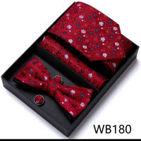 Brand 65 Colors Top grade Hot sale Nice Handmade Woven Tie Handkerchief Pocket Squares Cufflink Set Bow Tie Necktie Box