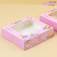 Boxjourney กล่องบราวนี่ ลาย Peach blossom 15x15x4 ซม. (20 ชิ้น/แพ็ค)