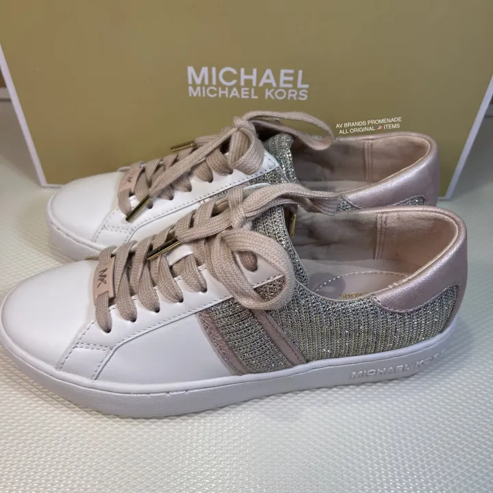 Original Michael Kors Keaton Chain-Mesh And Leather Sneaker White Glitter  Mesh | AV Brands Promenade | Lazada PH