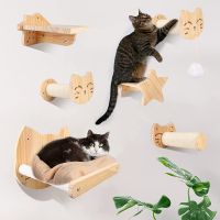 Cat Wall Climbing Furniture Wooden Shelves for Cats Perches Activity Cat Tree Scraper Stairs DIY Wall Mounted Cat Climbing Frame