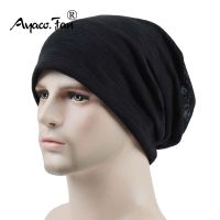 【YD】 Hats for Thin Striped Knitted Cap Beanie Men Cotton of Bonnet