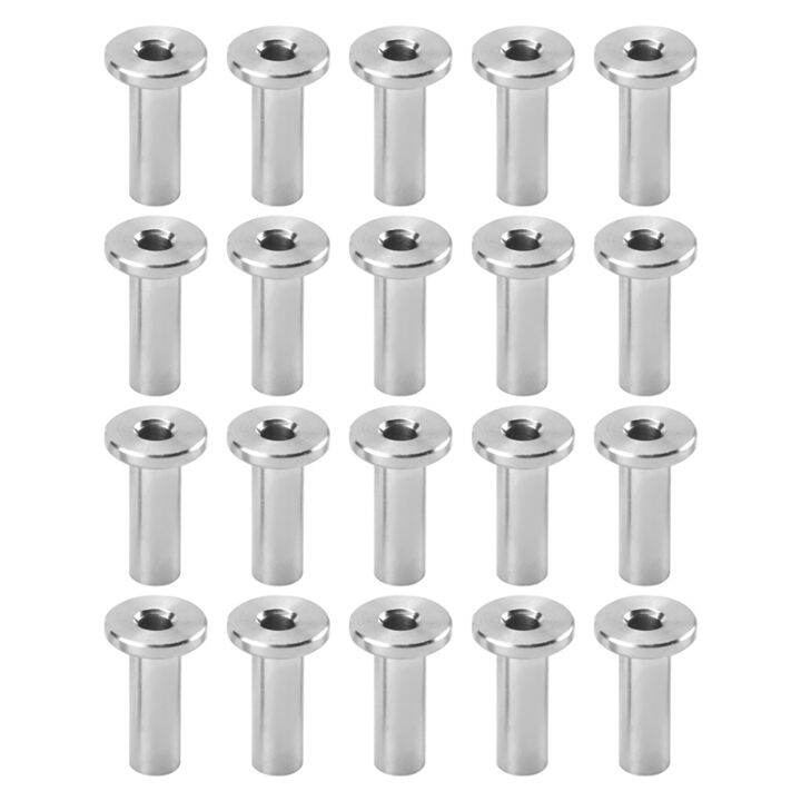 20Pcs Stainless Steel Protector Sleeves Protective Sleeves Grommet Kit for 1/8inch Wire Rope