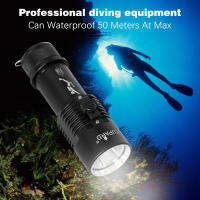 Seafrogs Scuba Diving Flashlight IPX8 Waterproof 50 Meters Underwater Torch With High-Low-SOS Three White Light Mode （Magnetic Slide Switch）