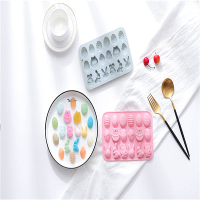 1 Pcs Cute 18 Cavity 3D Easter Surprise Egg Rabbit Shape Chocolate Silicone Mold DIY Baking Tray Pastry Fondant Soap Cake Mould